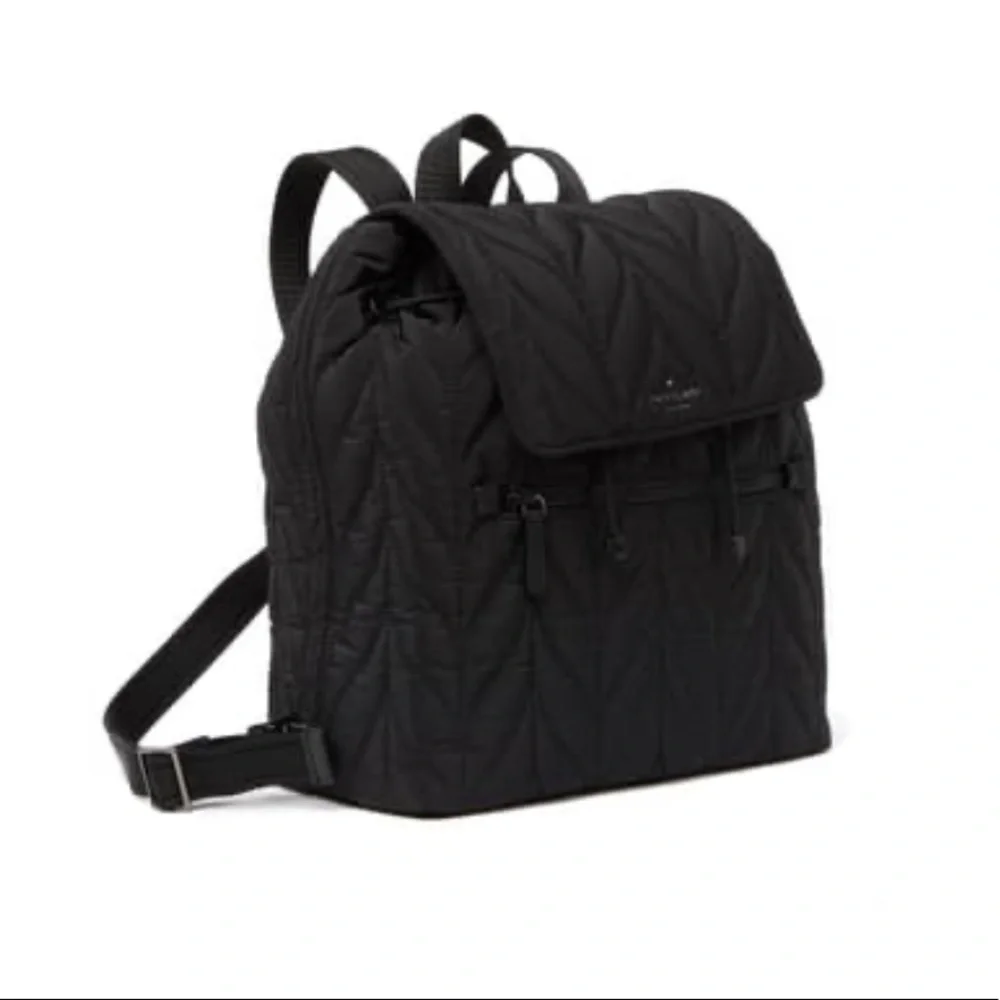 kate spade Quilted Leaf-Pattern Black Backpack